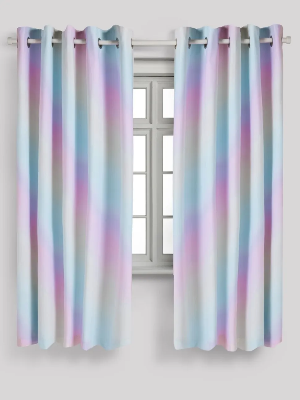 Verduisterende ombre ringgordijnen met regenboogprint