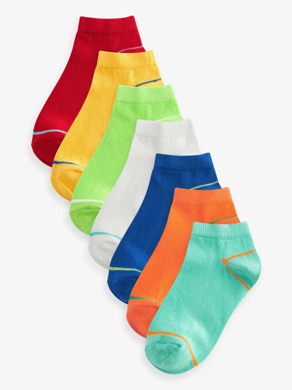 Vrolijke regenboogkleuren - Verpakking van 7 paar sneakersokken met hoog aandeel katoen