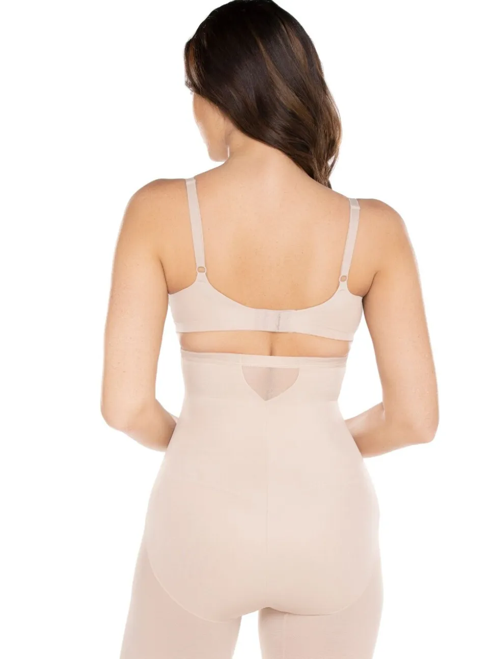 Warm beige - Miraclesuit - Doorschijnende dijlange stroomlijnende short met hoge taille