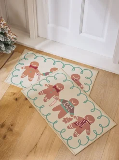 Wasbare Kerstmis deurmatten van gemberkoek