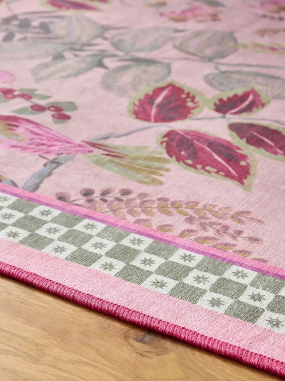 Wasbare loper met exotische aap en bloemen