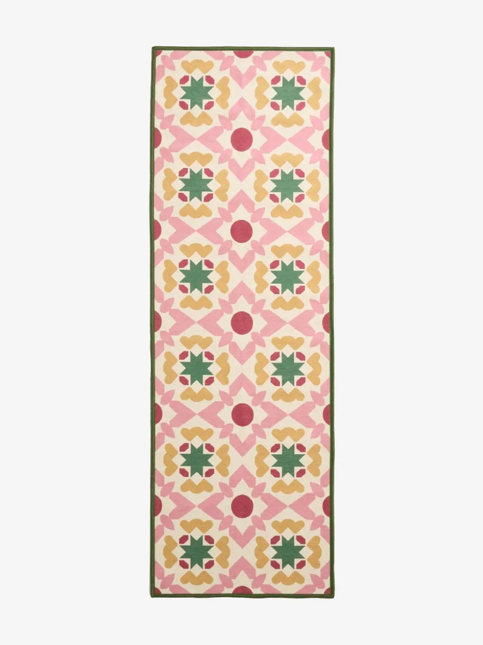 Wasbare loper met geometrische tegelprint