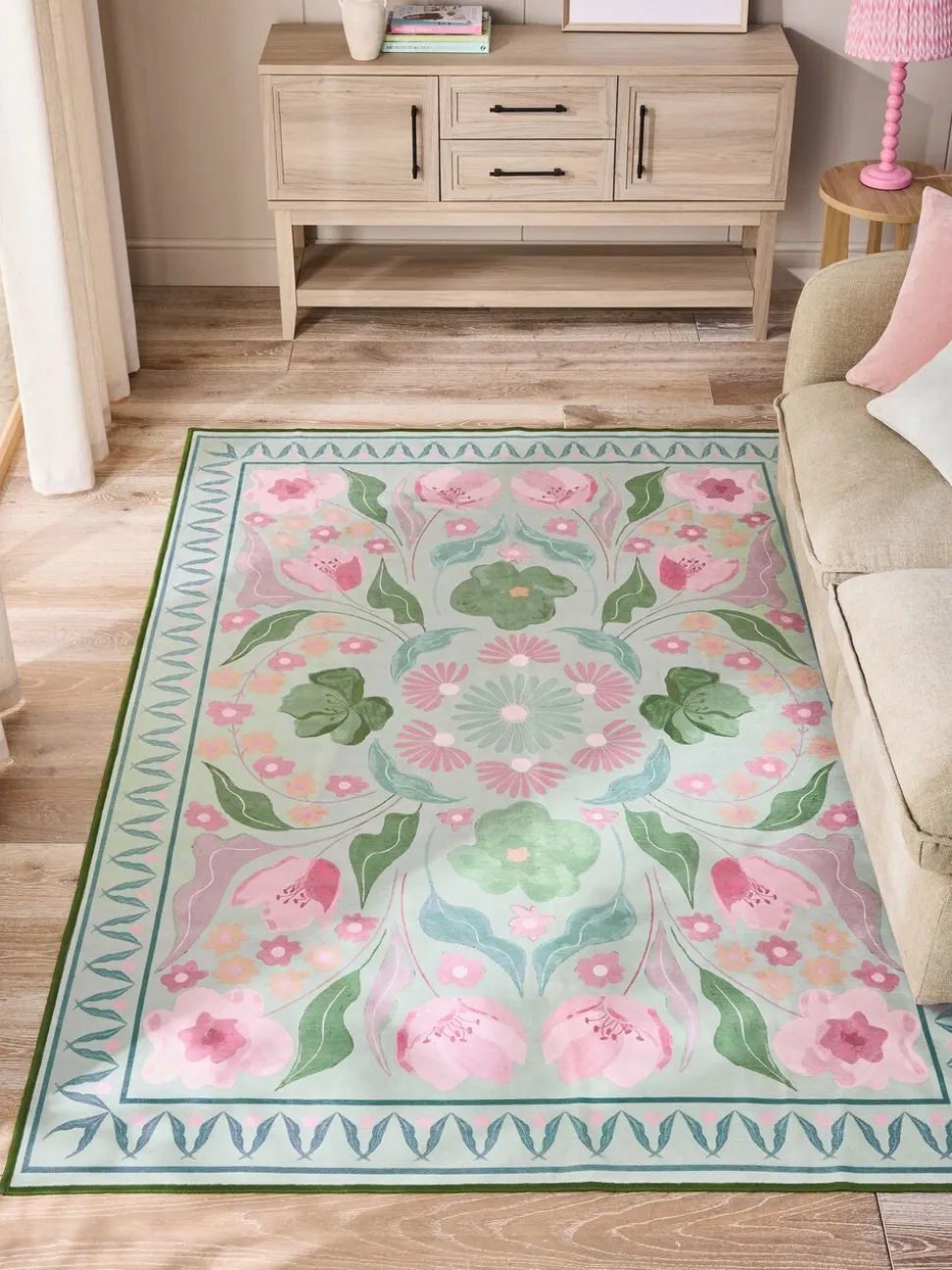 Washable Bettie Floral Print Rug