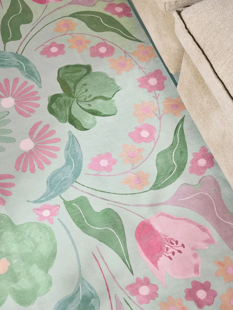 Washable Bettie Floral Print Rug