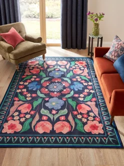 Washable Bettie vloerkleed met bloemenprint