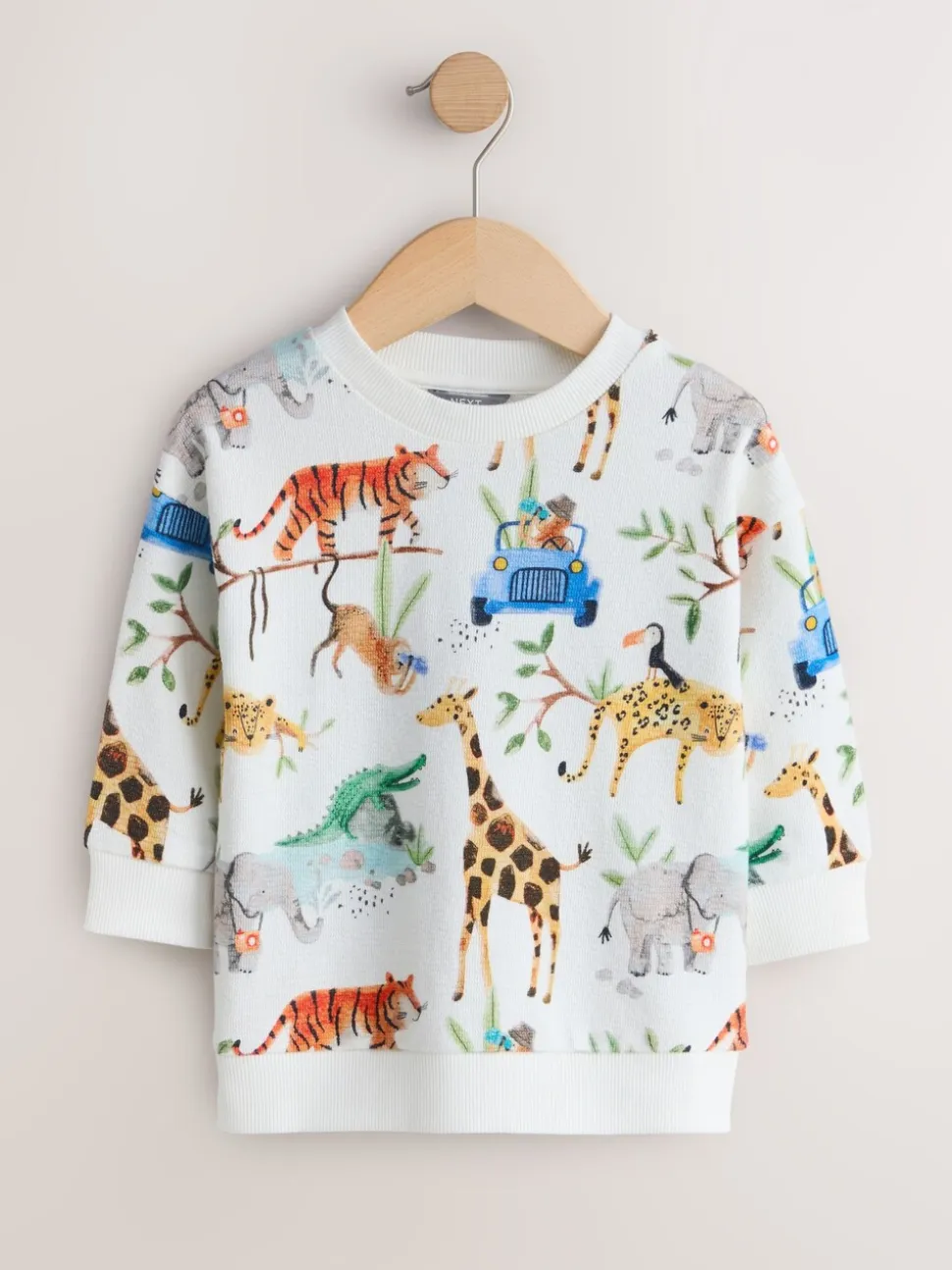 Watercolour Animals - Sweatshirt met ronde hals en all-over print (3 mnd - 7 jr)