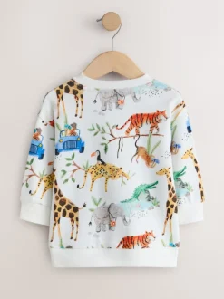 Watercolour Animals - Sweatshirt met ronde hals en all-over print (3 mnd - 7 jr)
