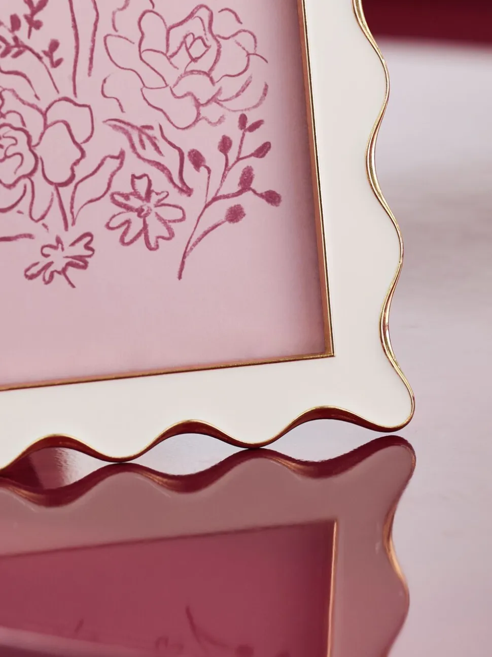 Wavy Gold Metal and Enamel Photo Frame
