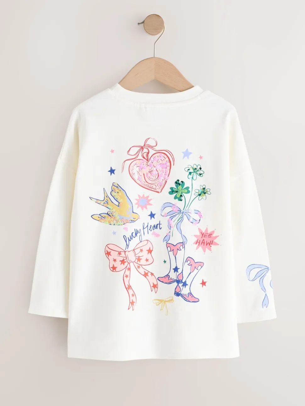 White Charm - Top met lange mouwen en pailletten (3-16jr)
