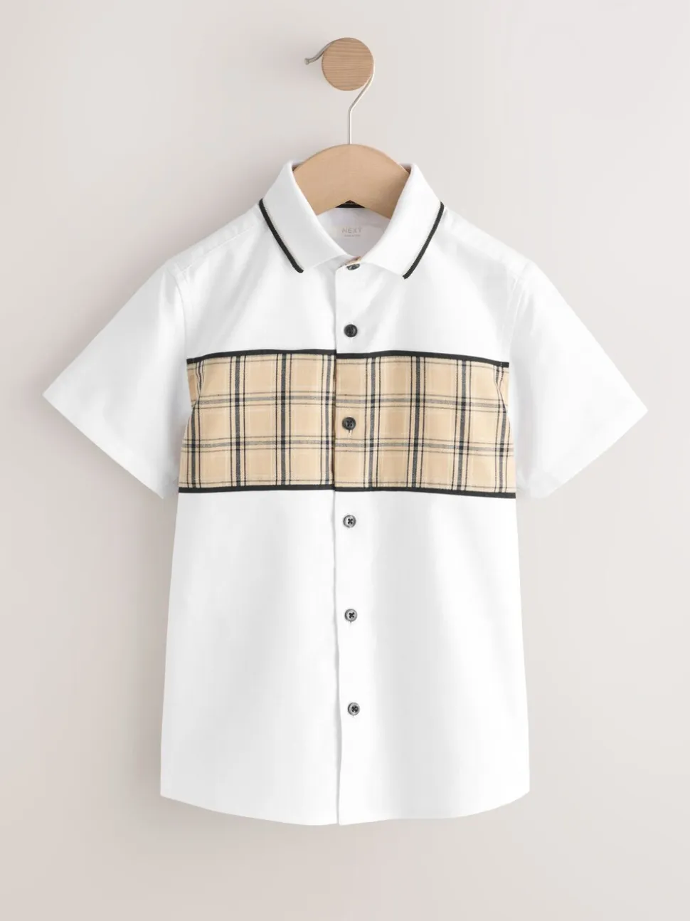 White Check Splice - Short Sleeve Smart Shirt (3-16yrs)