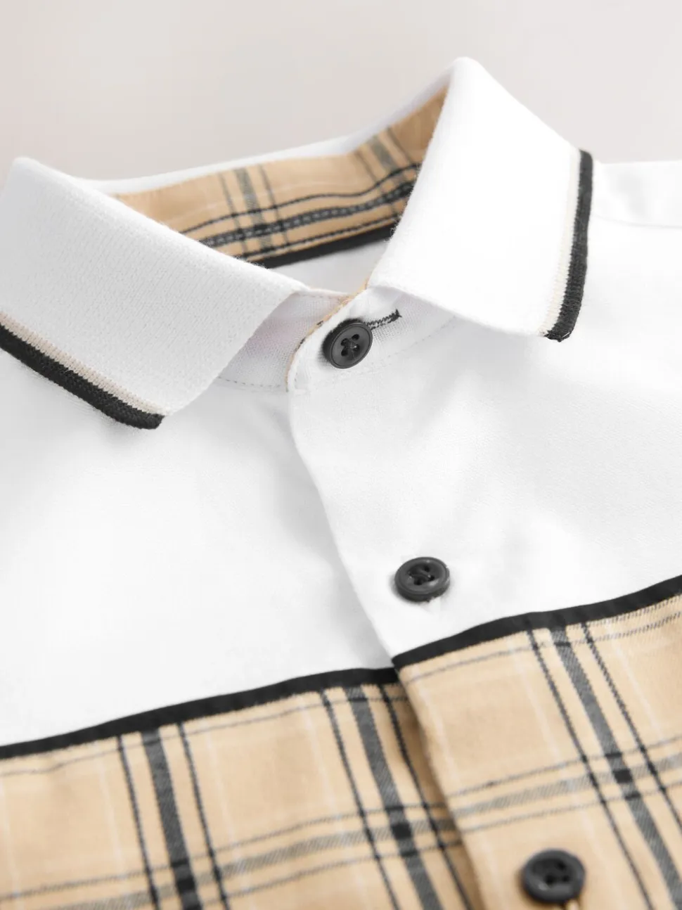 White Check Splice - Short Sleeve Smart Shirt (3-16yrs)