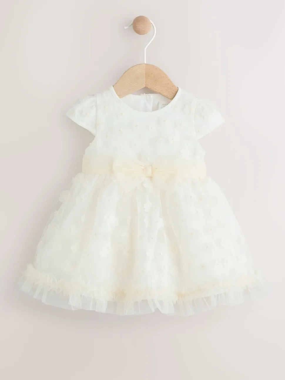 White 3D Flowers - Feestelijke babyjurk (0 mnd-2 jr)