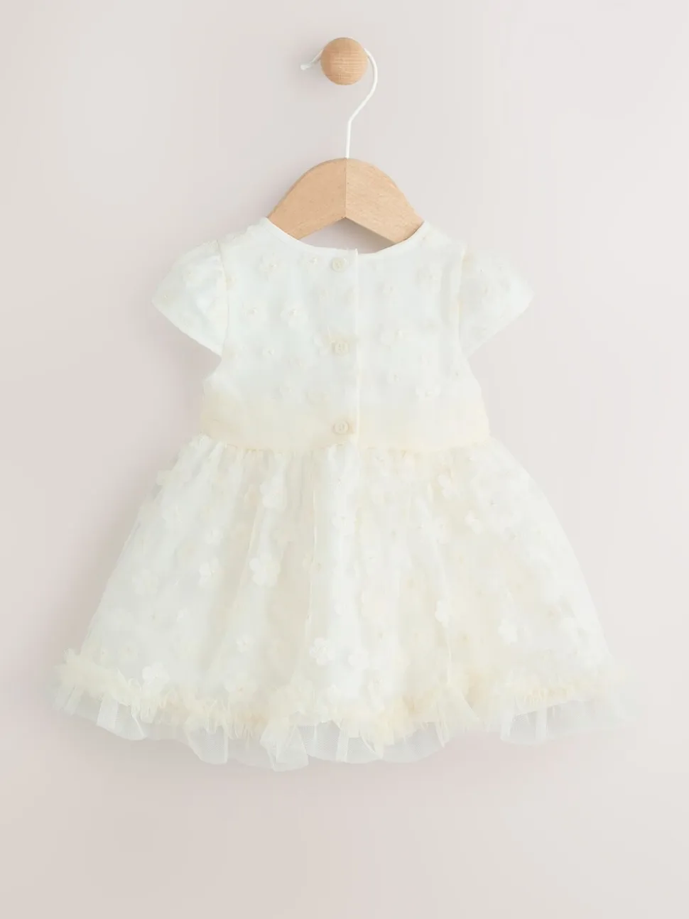 White 3D Flowers - Feestelijke babyjurk (0 mnd-2 jr)