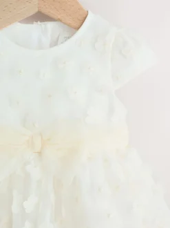 White 3D Flowers - Feestelijke babyjurk (0 mnd-2 jr)