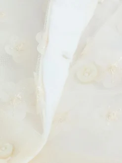 White 3D Flowers - Feestelijke babyjurk (0 mnd-2 jr)