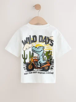 White Dinosaur Oversized - T-shirt met korte mouwen en print op de rug (3mnd -7jr)