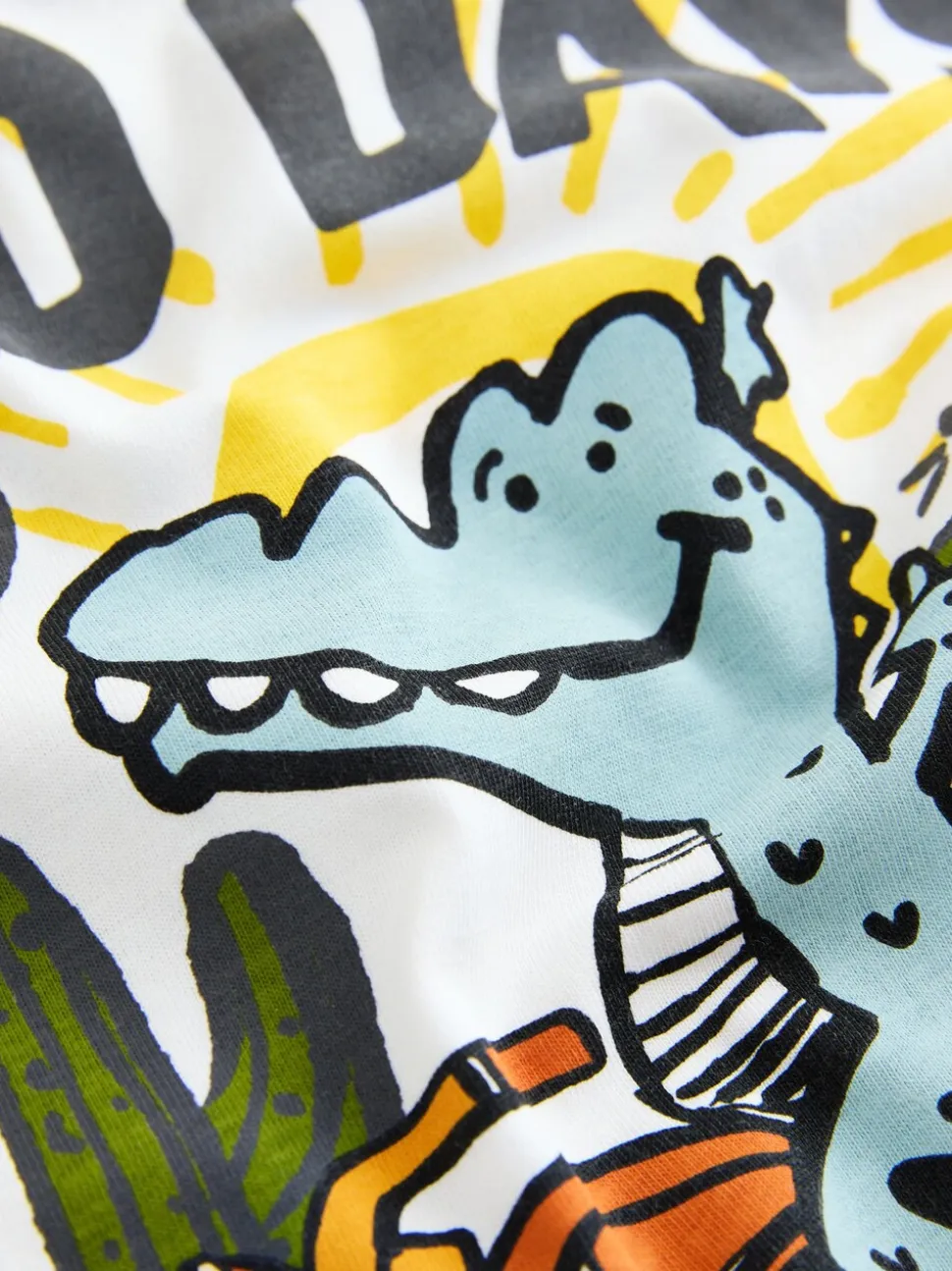 White Dinosaur Oversized - T-shirt met korte mouwen en print op de rug (3mnd -7jr)