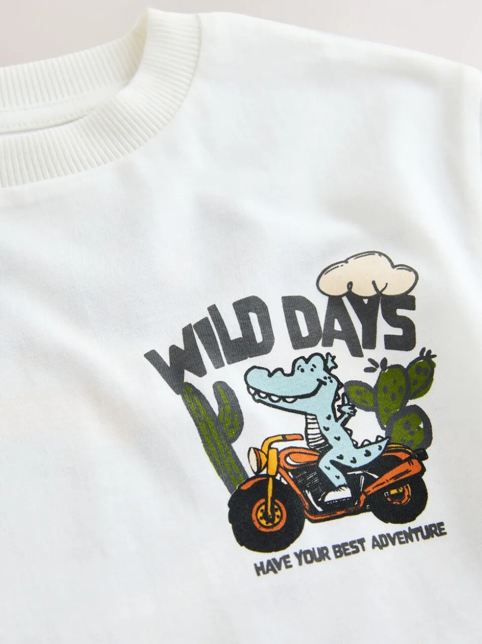White Dinosaur Oversized - T-shirt met korte mouwen en print op de rug (3mnd -7jr)