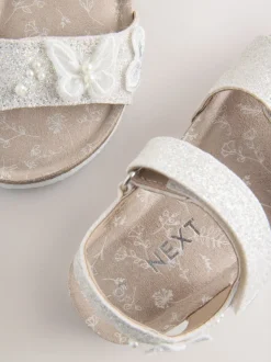 White Glitter Butterfly - Sandalen met klittenbandsluiting en kurken voetbed