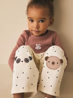 White Mono Spot Bears - Embellished Barrel Trousers (3mths-7yrs)