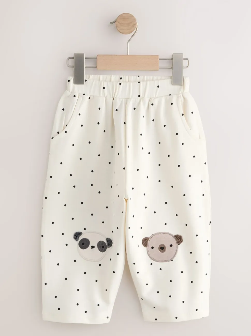 White Mono Spot Bears - Embellished Barrel Trousers (3mths-7yrs)