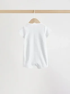 White Safari Animal Embroidered - Verpakking van 3 jersey babyrompertjes
