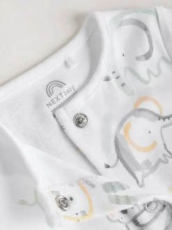 White Safari Animal Embroidered - Verpakking van 3 jersey babyrompertjes