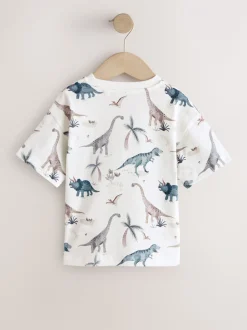 White Watercolour Dinosaurs - Short Sleeve All-Over Print T-Shirt (3 Month-7 Years) (3mths-7yrs)