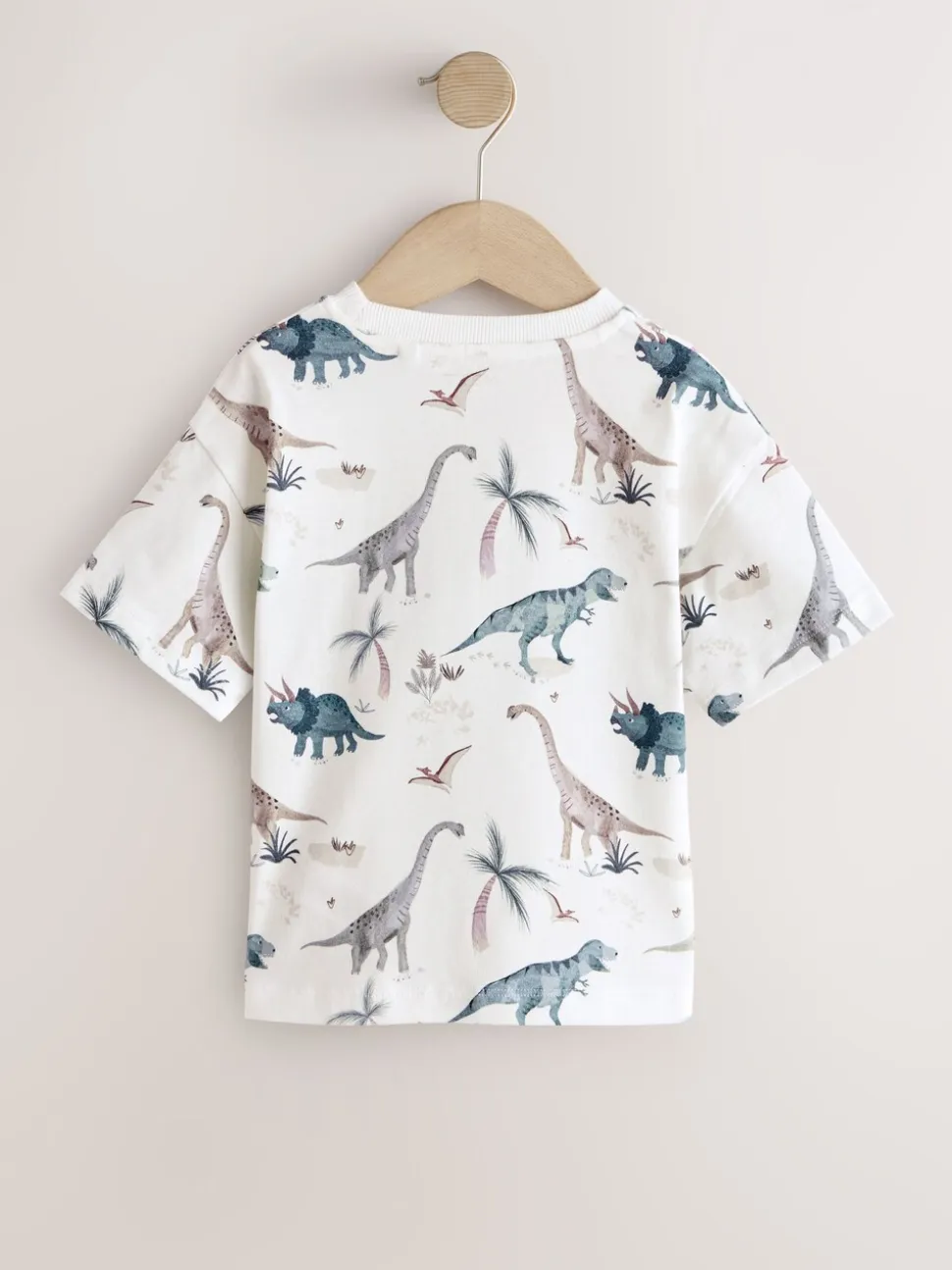 White Watercolour Dinosaurs - Short Sleeve All-Over Print T-Shirt (3 Month-7 Years) (3mths-7yrs)