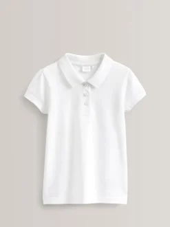 Wit - 5 -pack 100% katoenen poloshirts met korte mouwen (3-16jaar)
