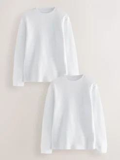 Wit - 2 -pack thermische tops met lange mouwen (2-16jr)