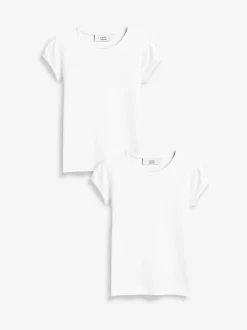 Wit - 2 -pack T-shirts met pofmouwen (3-16jaar)