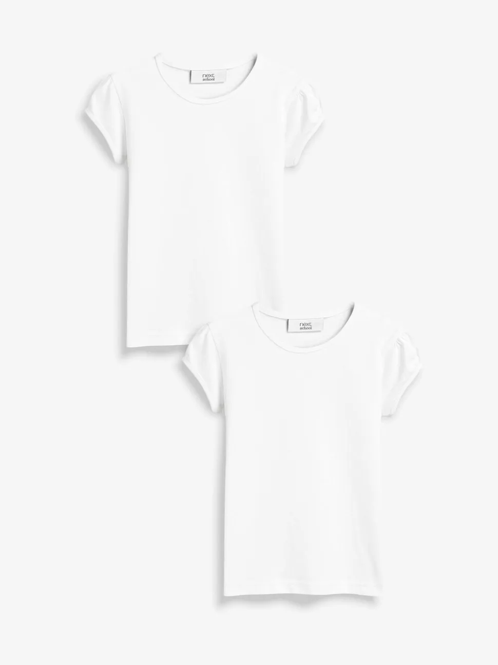 Wit - 2 -pack T-shirts met pofmouwen (3-16jaar)
