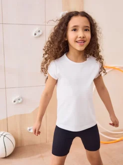 Wit - 2 -pack T-shirts met pofmouwen (3-16jaar)