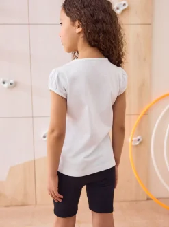 Wit - 2 -pack T-shirts met pofmouwen (3-16jaar)