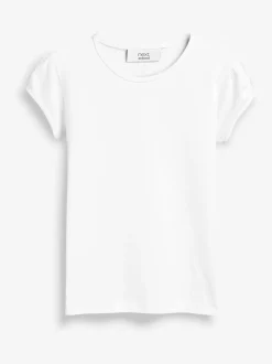 Wit - 2 -pack T-shirts met pofmouwen (3-16jaar)