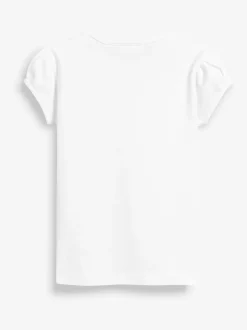 Wit - 2 -pack T-shirts met pofmouwen (3-16jaar)