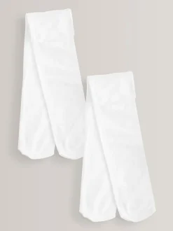 Wit - 2 Schoolpanty's van 80 denier