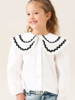Wit - Angel & Rocket Leonie Double Collar Spot Blouse