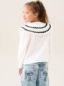 Wit - Angel & Rocket Leonie Double Collar Spot Blouse