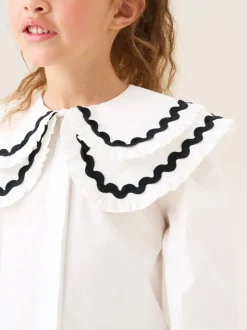 Wit - Angel & Rocket Leonie Double Collar Spot Blouse