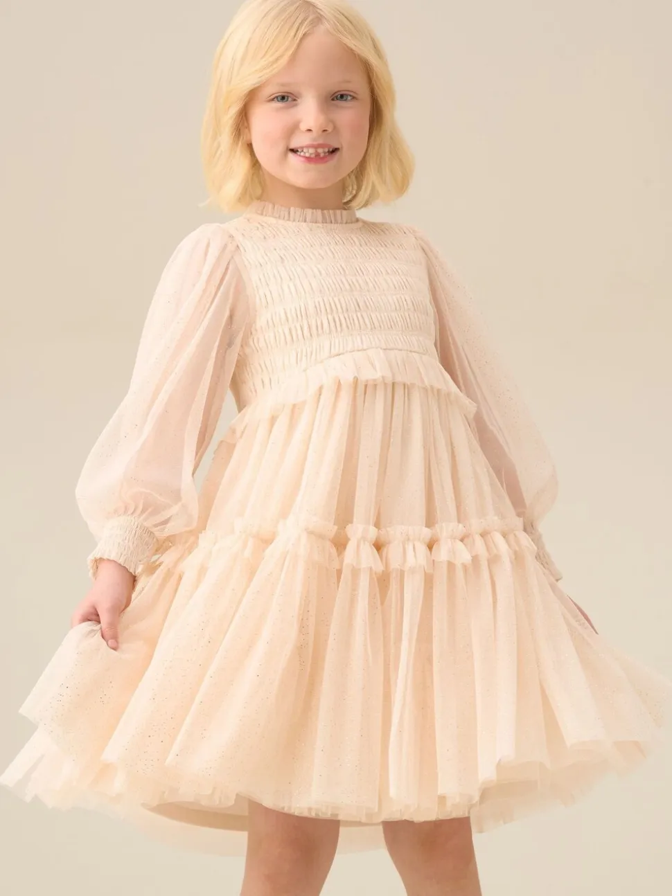 Wit - Angel & Rocket Willow Ivory Balloon Sleeve Boho Dress