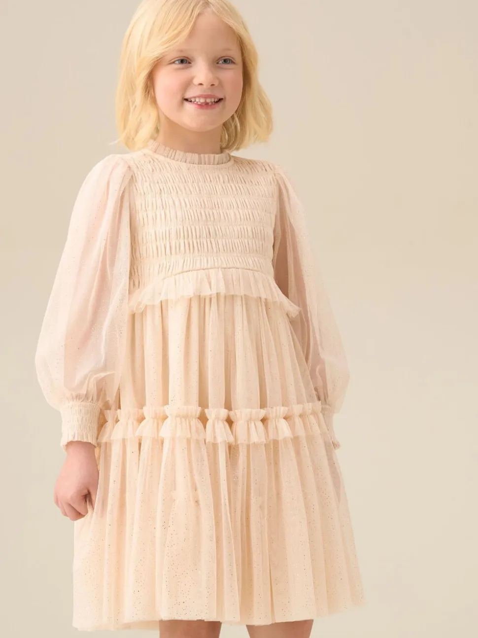 Wit - Angel & Rocket Willow Ivory Balloon Sleeve Boho Dress