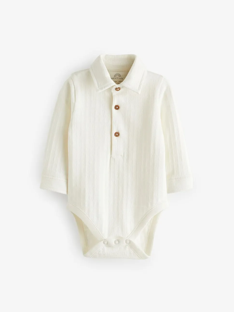Wit - Baby Bodysuit met textuur en overhemd (0mnd-3jr)