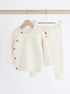 Wit - Baby Set van gebreide Trui en Broeken (0mnd-2jr)