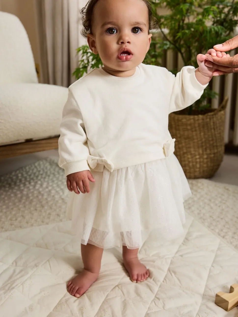 Wit - Baby Twofer mesh jurk (0mnd -2jr)