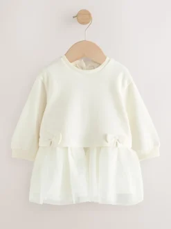 Wit - Baby Twofer mesh jurk (0mnd -2jr)