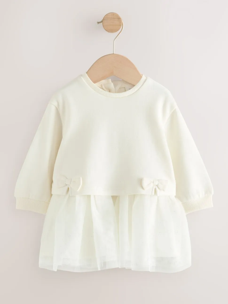 Wit - Baby Twofer mesh jurk (0mnd -2jr)