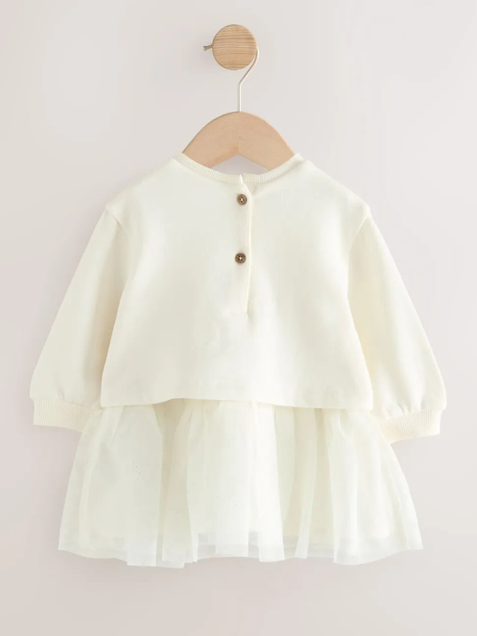 Wit - Baby Twofer mesh jurk (0mnd -2jr)