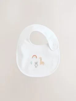 Wit - Babyslabbetjes met dierenprint 5 stuks